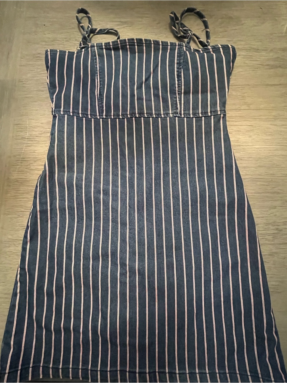 Alter’d State dress-Striped Navy and White Spaghetti Strap Dress